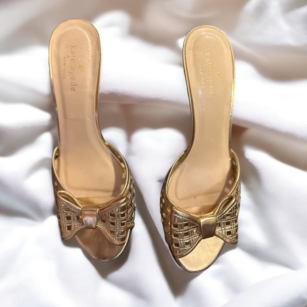 Kate Spade Gold Leather Slides